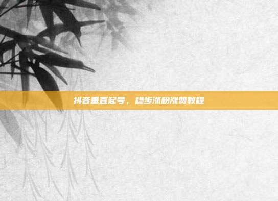 抖音垂直起号，稳步涨粉涨赞教程