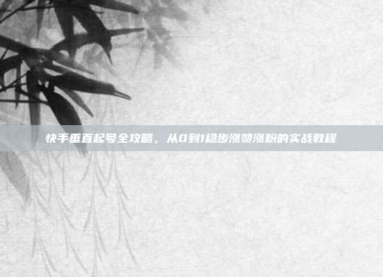 快手垂直起号全攻略，从0到1稳步涨赞涨粉的实战教程