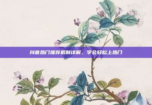 抖音热门推荐机制详解,学会轻松上热门