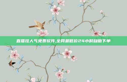直播挂人气免费软件,全网最低价24小时自助下单