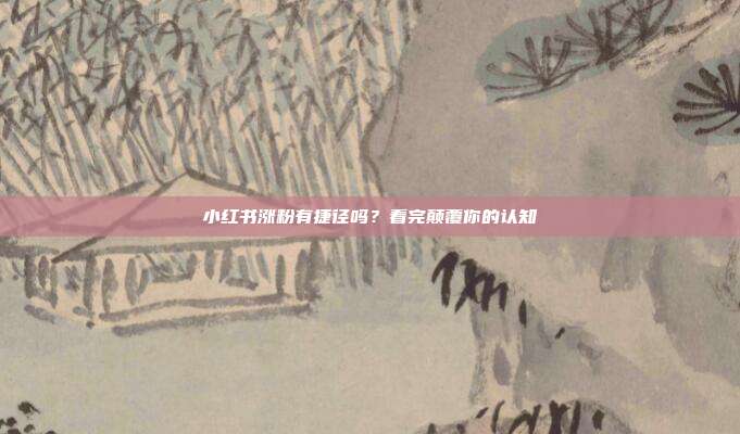 小红书涨粉有捷径吗?看完颠覆你的认知