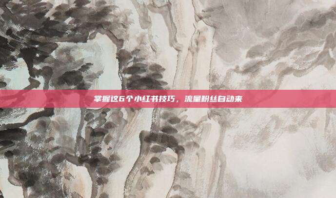 掌握这6个小红书技巧，流量粉丝自动来