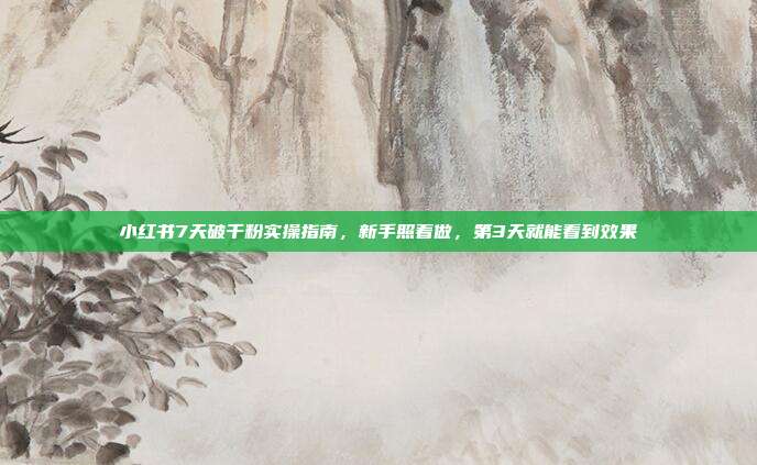 小红书7天破千粉实操指南,新手照着做,第3天就能看到效果