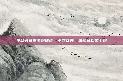 小红书免费涨粉秘籍,不靠互关,也能轻松破千粉