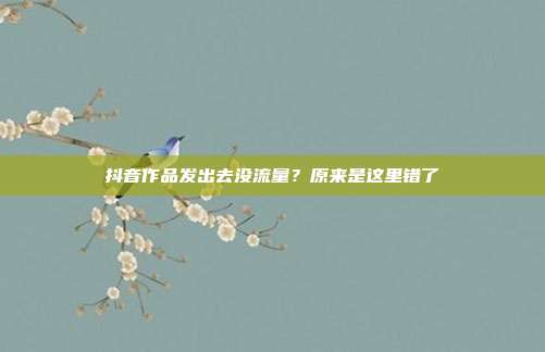 抖音作品发出去没流量?原来是这里错了
