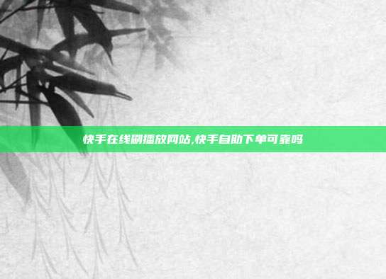 快手在线刷播放网站,快手自助下单可靠吗