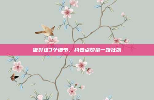 做好这3个细节,抖音点赞量一路狂飙