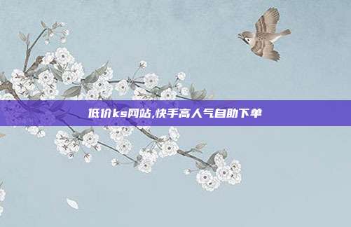 低价ks网站,快手高人气自助下单