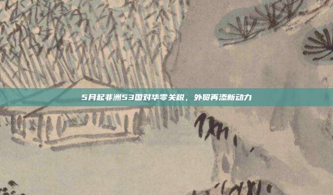 5月起非洲53国对华零关税，外贸再添新动力