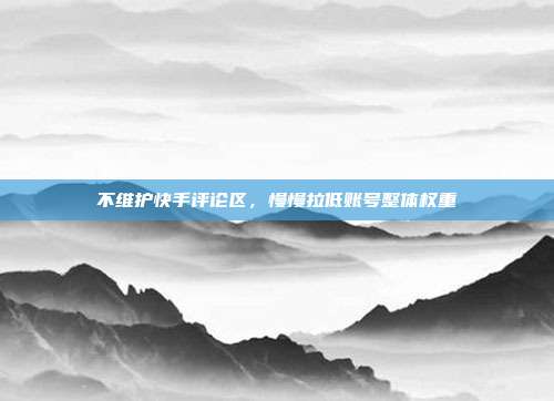 不维护快手评论区,慢慢拉低账号整体权重
