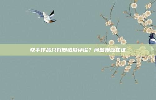 快手作品只有浏览没评论？问题根源在这