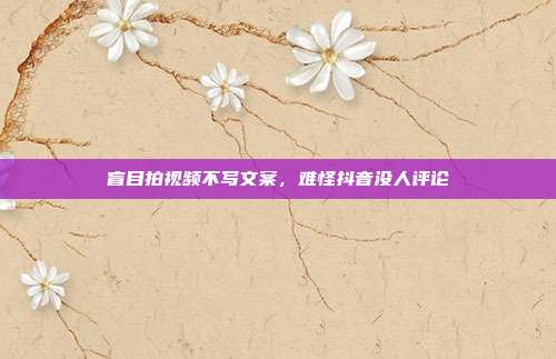 盲目拍视频不写文案,难怪抖音没人评论