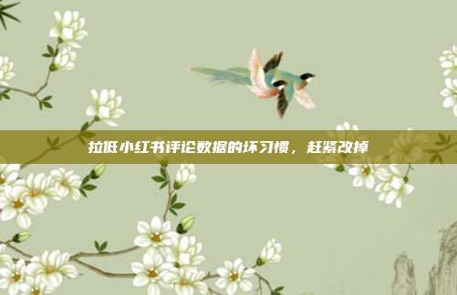 拉低小红书评论数据的坏习惯,赶紧改掉