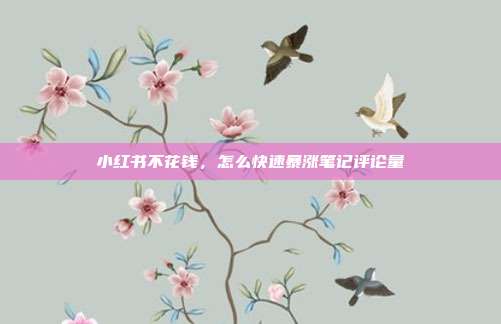 小红书不花钱，怎么快速暴涨笔记评论量