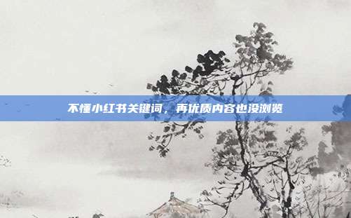 不懂小红书关键词,再优质内容也没浏览