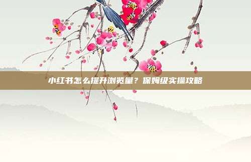 小红书怎么提升浏览量?保姆级实操攻略