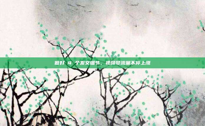 做好 4 个发文细节,视频号流量不停上涨