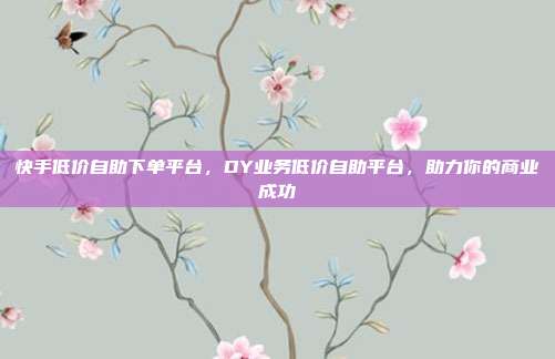 快手低价自助下单平台，DY业务低价自助平台，助力你的商业成功