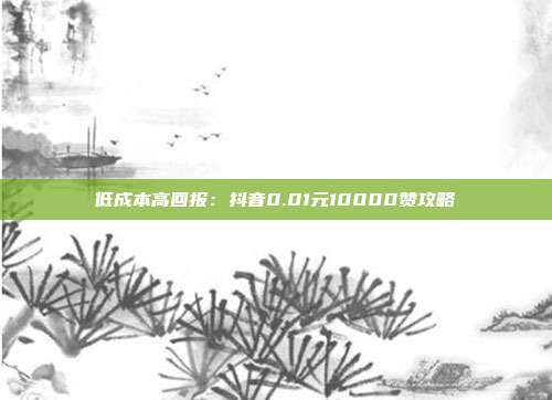 低成本高回报：抖音0.01元10000赞攻略