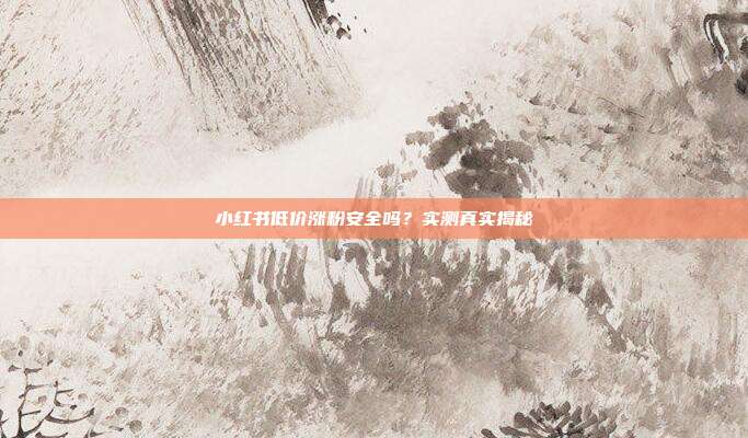 小红书低价涨粉安全吗?实测真实揭秘