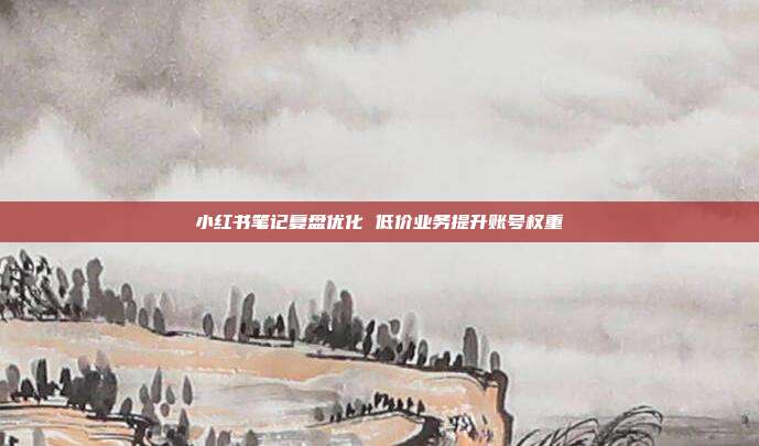 小红书笔记复盘优化 低价业务提升账号权重