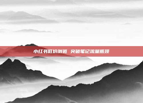 小红书低价浏览 突破笔记流量瓶颈