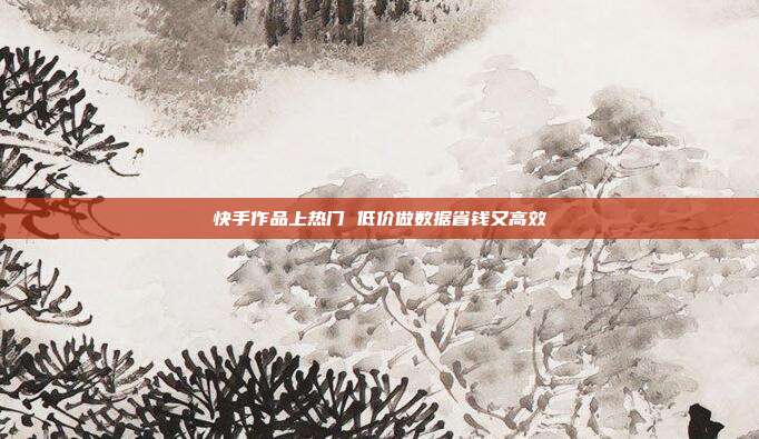 快手作品上热门 低价做数据省钱又高效