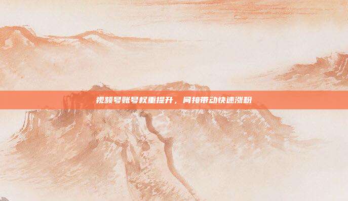 视频号账号权重提升,间接带动快速涨粉