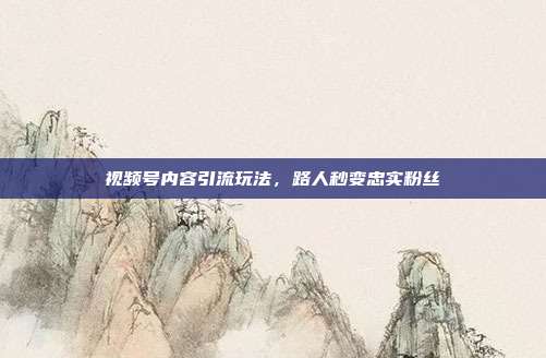 视频号内容引流玩法,路人秒变忠实粉丝