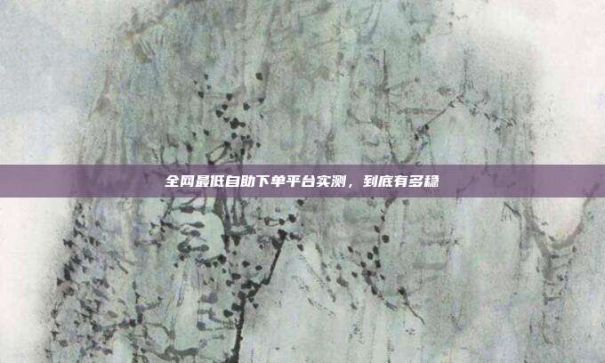 全网最低自助下单平台实测,到底有多稳
