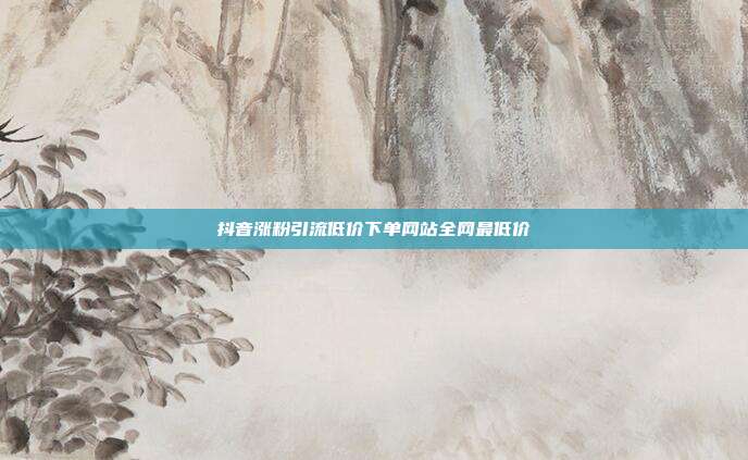 抖音涨粉引流低价下单网站全网最低价