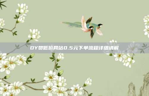 DY赞低价网站0.5元下单流程详细讲解