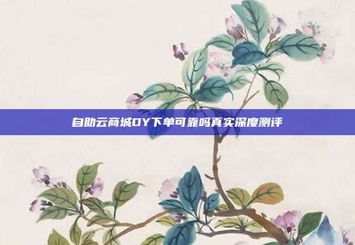 自助云商城DY下单可靠吗真实深度测评