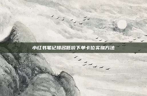 小红书笔记排名低价下单卡位实操方法