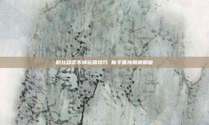 粉丝稳定不掉运营技巧 新手直接照搬照做