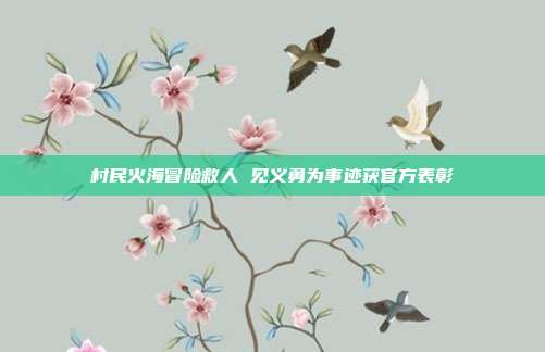 村民火海冒险救人 见义勇为事迹获官方表彰