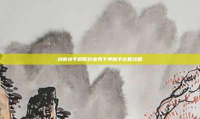 抖音快手超低价业务下单新手必看攻略