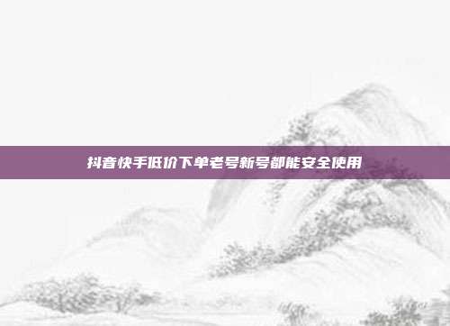 抖音快手低价下单老号新号都能安全使用