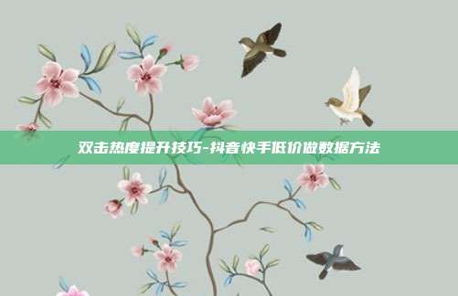 双击热度提升技巧-抖音快手低价做数据方法