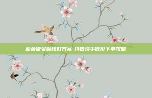 业余做号省钱好方案-抖音快手低价下单攻略