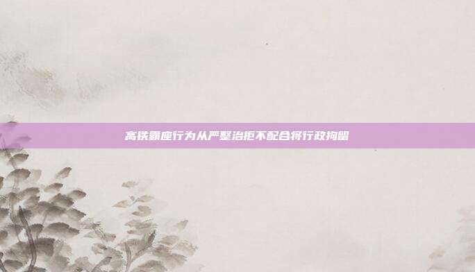 高铁霸座行为从严整治拒不配合将行政拘留