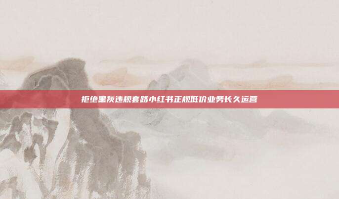 拒绝黑灰违规套路小红书正规低价业务长久运营