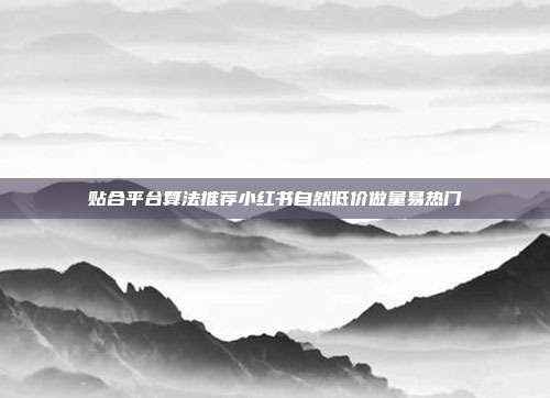 贴合平台算法推荐小红书自然低价做量易热门
