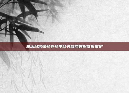 生活日常账号养号小红书自然数据低价维护