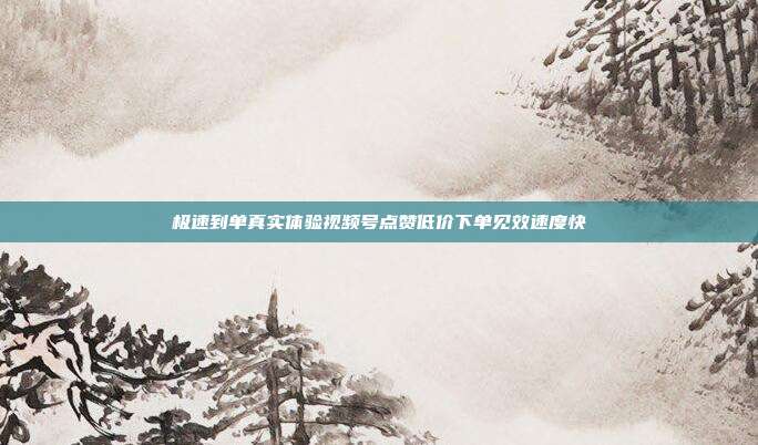 极速到单真实体验视频号点赞低价下单见效速度快