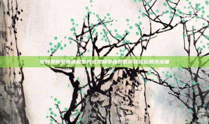 宝妈类账号快速起步方式视频号点赞低价轻松运营涨流量