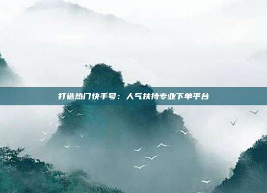 打造热门快手号：人气扶持专业下单平台