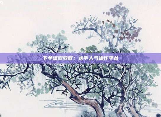 下单流程教程：快手人气操作平台