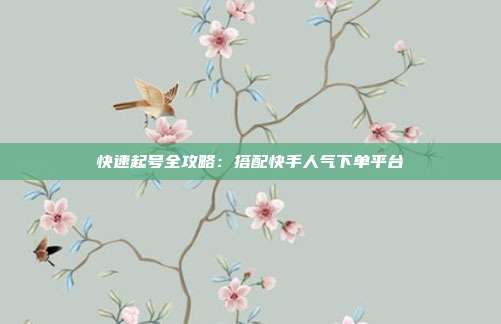 快速起号全攻略：搭配快手人气下单平台