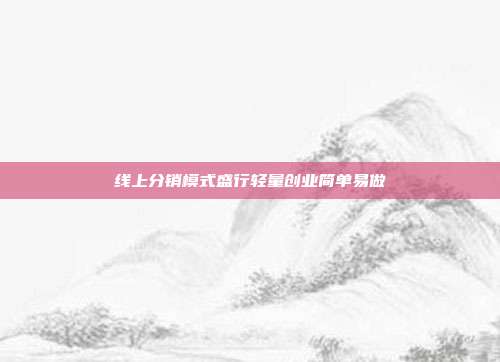 线上分销模式盛行轻量创业简单易做